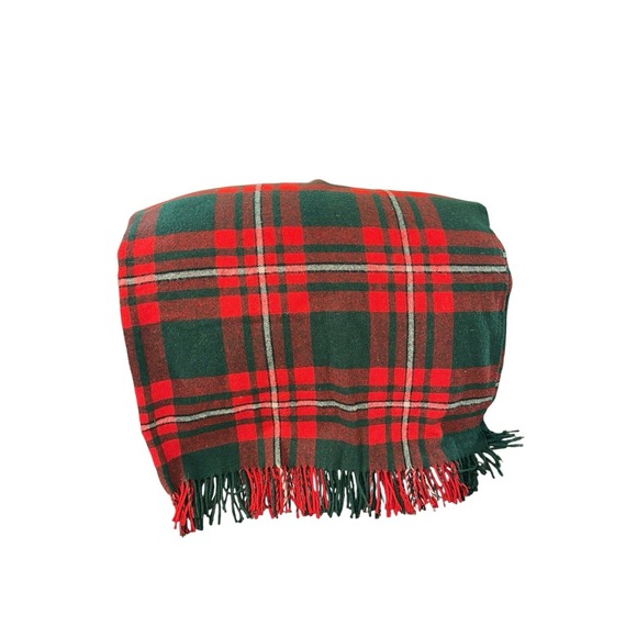 Royal Scot Vintage Wool Blanket Red Green Plaid Made In UK 50x68 inch - Picture 2 of 4